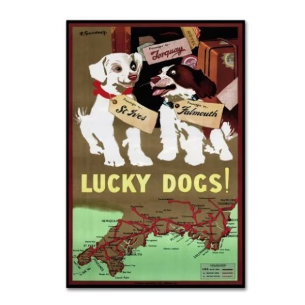 Vintage Apple Collection 'Lucky Dogs' Canvas Art, 16x24, Trademark Fine Art, Mfr#: ALI6584-C1624GG